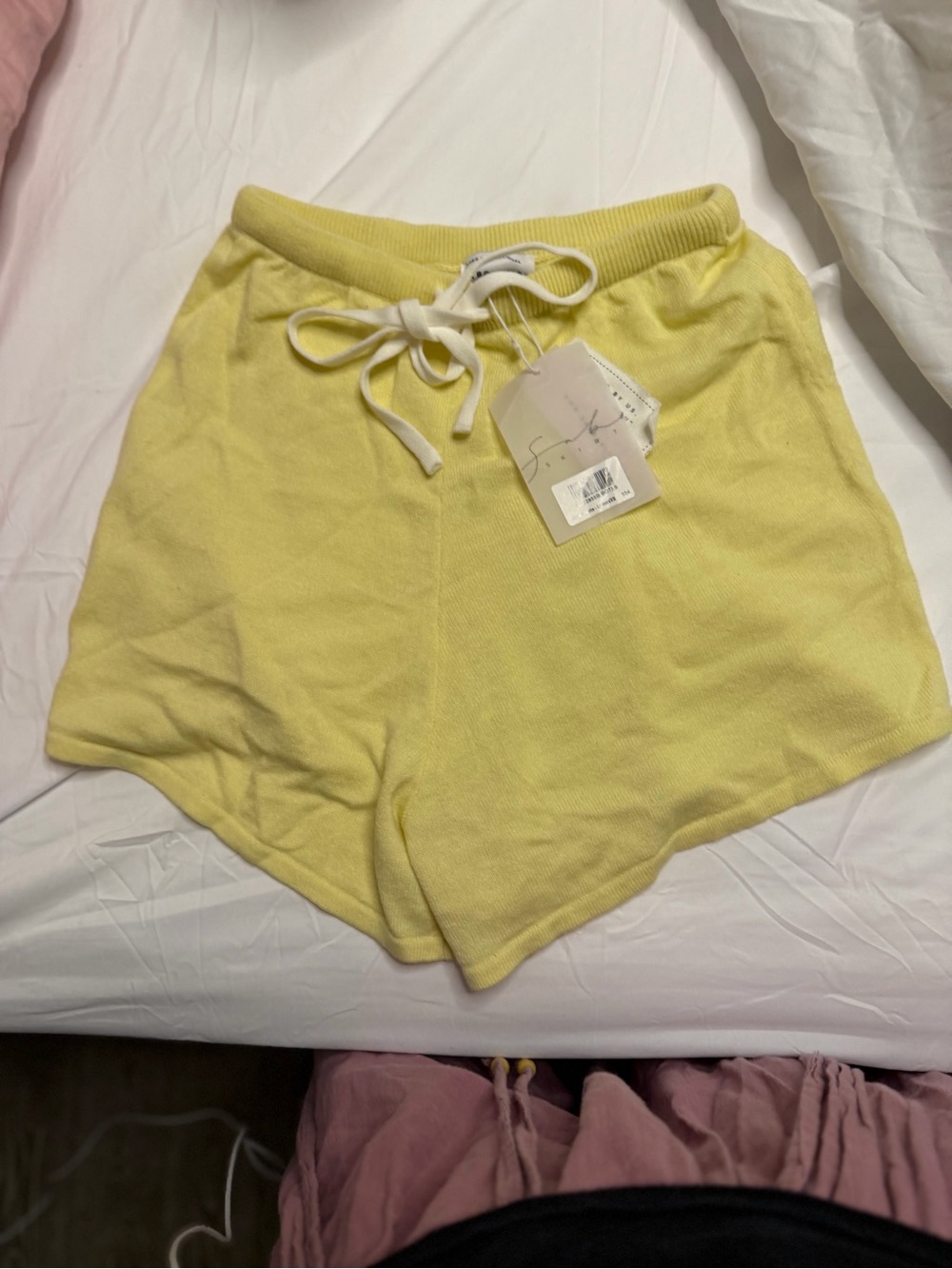 Casual Drawstring Yellow Women's Shorts high waisted